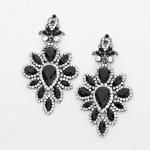 Perfect Pageant Silver and Jet Black Royal Glitz Glam Earrings.JPG